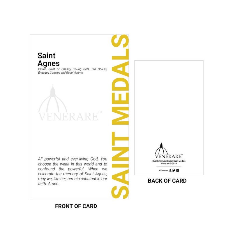 Venerare 1" Saint Agnes Medal with Prayer Card | Durable and Detailed Charm | Pendant Medal Carded with Prayer | Christian Jewelry - Image 1